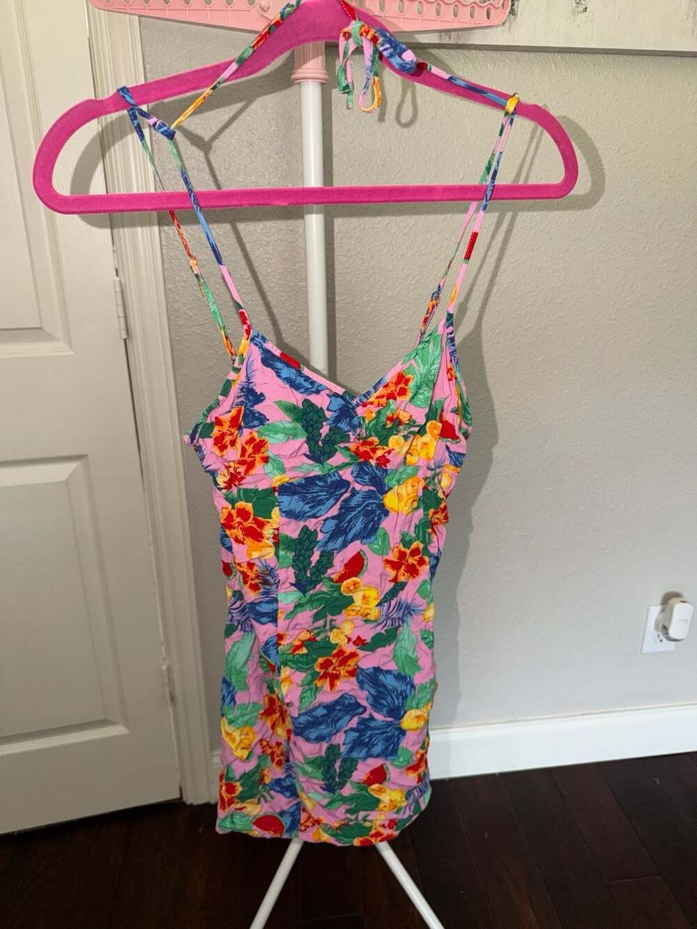 Wild Fable Pink Floral Spaghetti Strap Mini Sun Dress